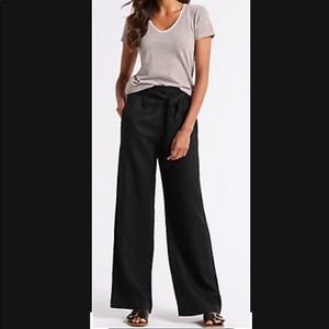 Black wide leg linen trousers